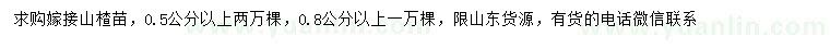 求購(gòu)0.5、0.8公分嫁接山楂苗