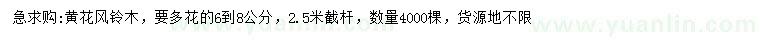 求購6-8公分黃花風(fēng)鈴木