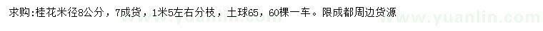 求購米徑8公分桂花