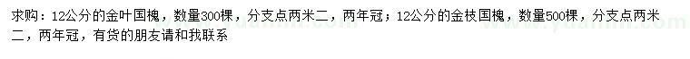 求購12公分金葉國槐、金枝國槐