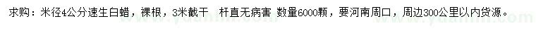 求購(gòu)米徑4公分速生白蠟