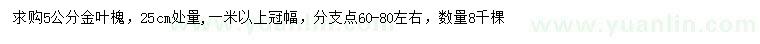 求購(gòu)25公分量5公分金葉槐