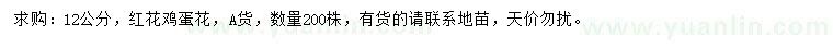 求購(gòu)12公分紅花雞蛋花