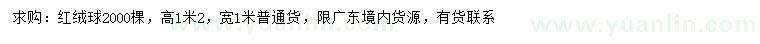 求購(gòu)高1.2米紅絨球