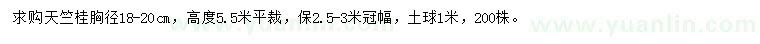 求購胸徑18-20公分天竺桂