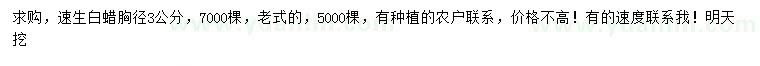 求購胸徑3公分速生白蠟