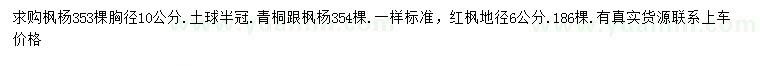 求購(gòu)胸徑10公分楓楊、地徑6公分紅楓