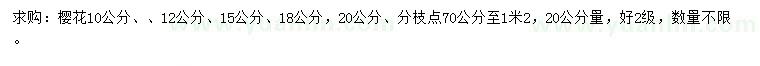 求購20量10、12、15、18、20公分櫻花