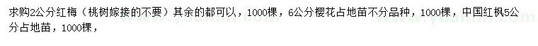 求購紅梅、櫻花、中國紅楓