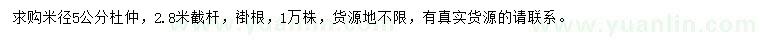 求購米徑5公分杜仲