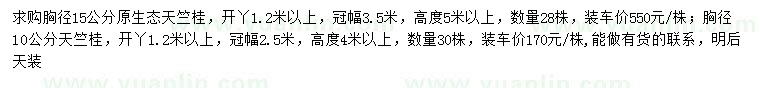 求購胸徑10、15公分天竺桂