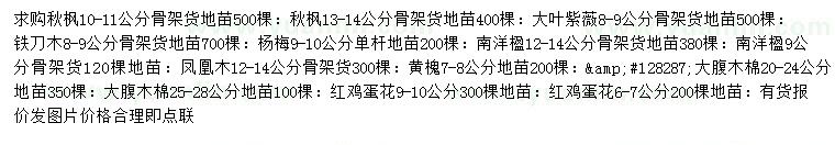 求購秋楓、大葉紫薇、鐵刀木等