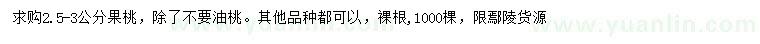 求購(gòu)2.5-3公分果桃
