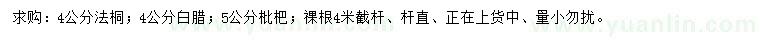 求購(gòu)法桐、白臘、枇杷
