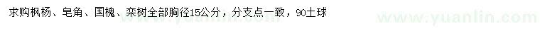 求購楓楊、皂角、國槐等