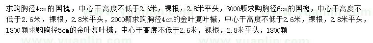 求購胸徑4、6公分國槐、4、5公分金葉復(fù)葉槭