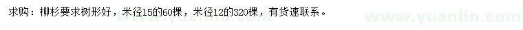 求購米徑12、15公分柳杉