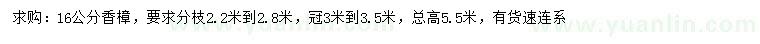 求購16公分香樟