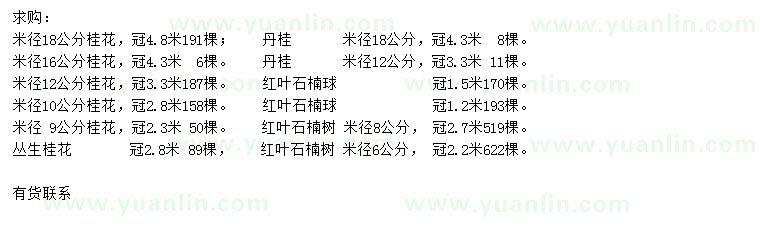 求購桂花、丹桂、紅葉石楠