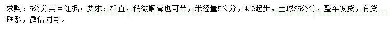 求購(gòu)5公分美國(guó)紅楓