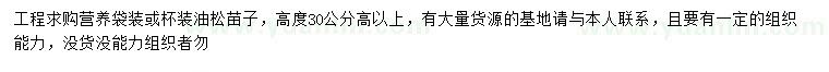求購高30公分以上油松苗