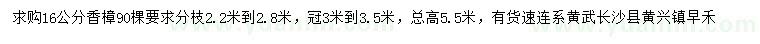 求購(gòu)16公分香樟