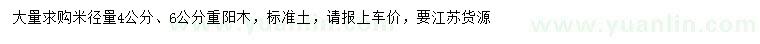 求購米徑4、6公分重陽木