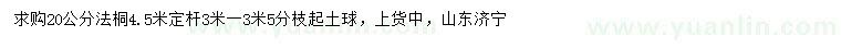 求購20公分法桐