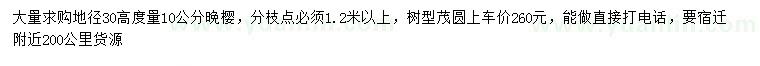 求購地徑30量10公分晚櫻