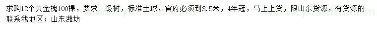求購12公分黃金槐