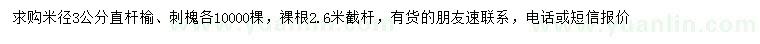 求購3公分直桿榆、刺槐