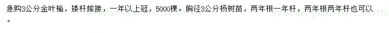 求購(gòu)胸徑3公分金葉榆、楊樹(shù)苗