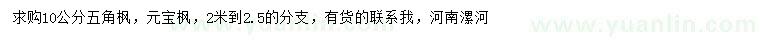 求購10公分五角楓、元寶楓