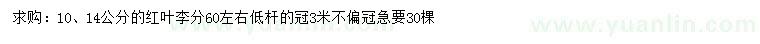 求購10、14公分紅葉李
