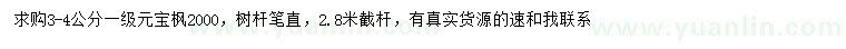 求購3-4公分元寶楓