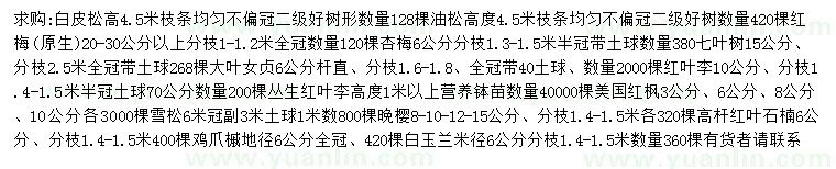 求購白皮松、油松、紅梅等