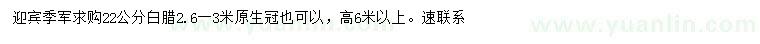 求購22公分白臘