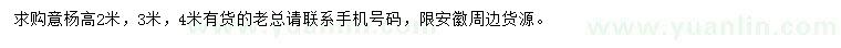 求購2、3、4米意楊