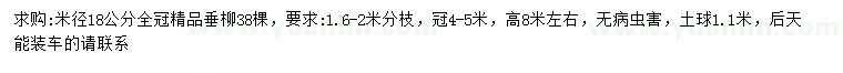求購(gòu)米徑18公分精品垂柳