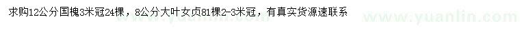 求購12公分國槐、8公分大葉女貞