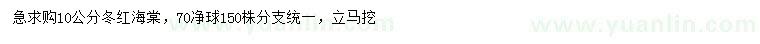 求購10公分冬紅海棠