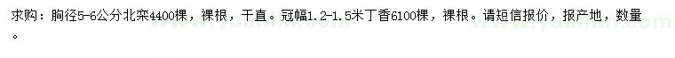 求購胸徑5-6公分北欒、冠幅1.2-1.5米丁香