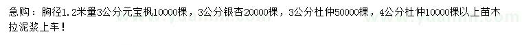 求購(gòu)元寶楓、銀杏、杜仲等