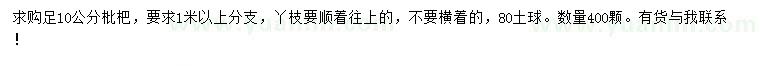 求購足10公分枇杷
