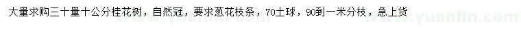 求購30公分量10公分桂花