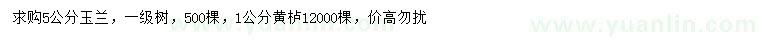 求購5公分玉蘭、1公分黃櫨