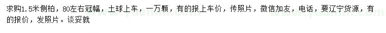 求購1.5米側(cè)柏