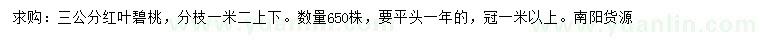 求購3公分紅葉碧桃