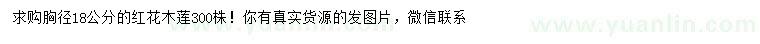 求購胸徑18公分紅花木蓮