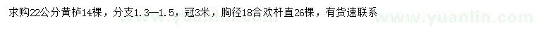 求購22公分黃櫨、胸徑18公分合歡